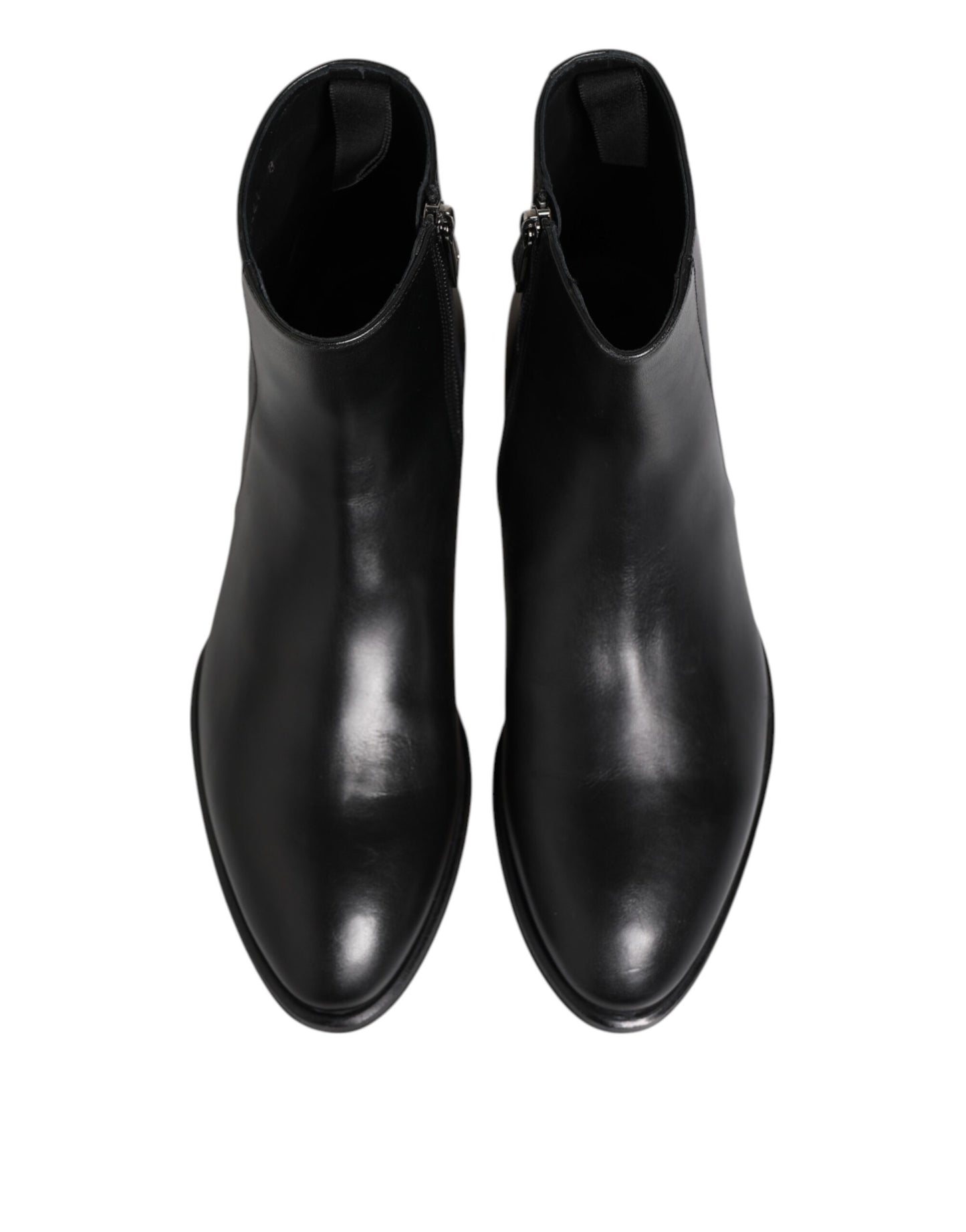 Dolce & Gabbana Black Leather Mid Calf Men Boots Shoes