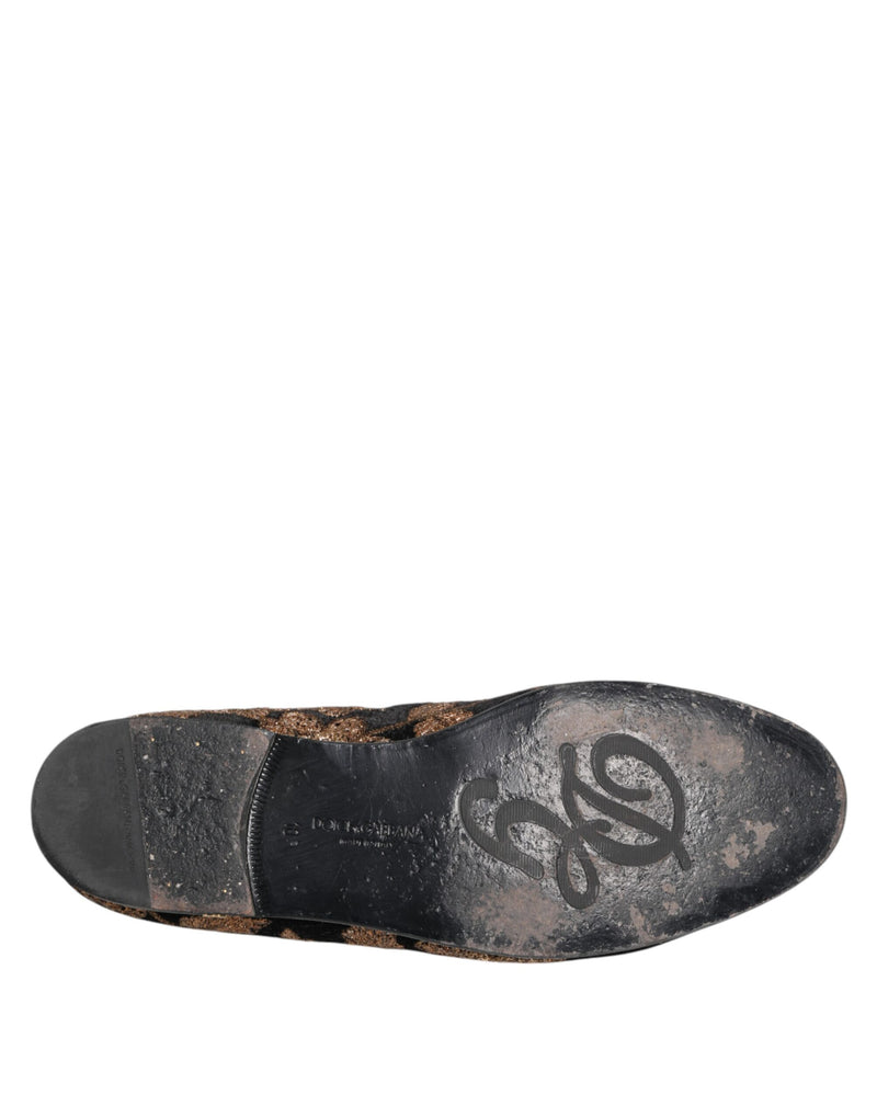 Dolce & Gabbana Black Floral Embroidery Men's Loafers