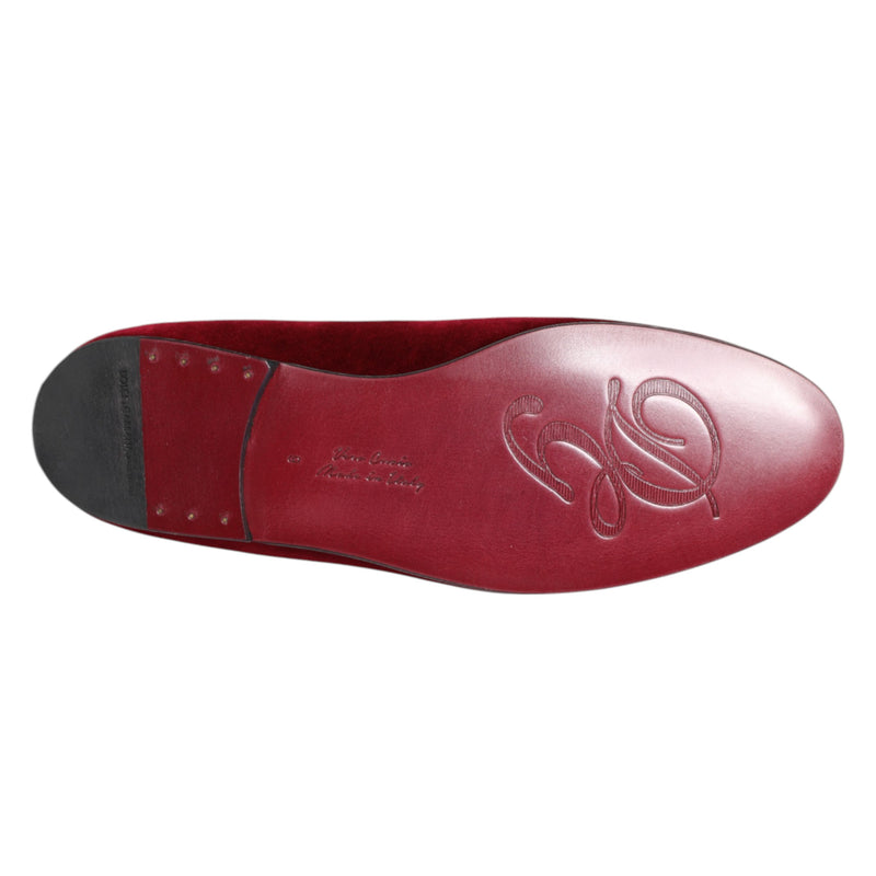 Dolce & Gabbana Red Velvet Gold Crown Men's Loafers