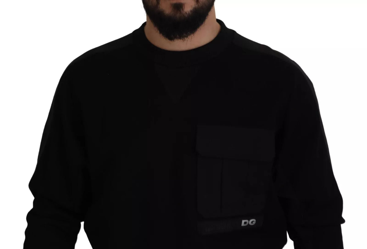 Pull en coton noir à col rond Dolce &amp; Gabbana