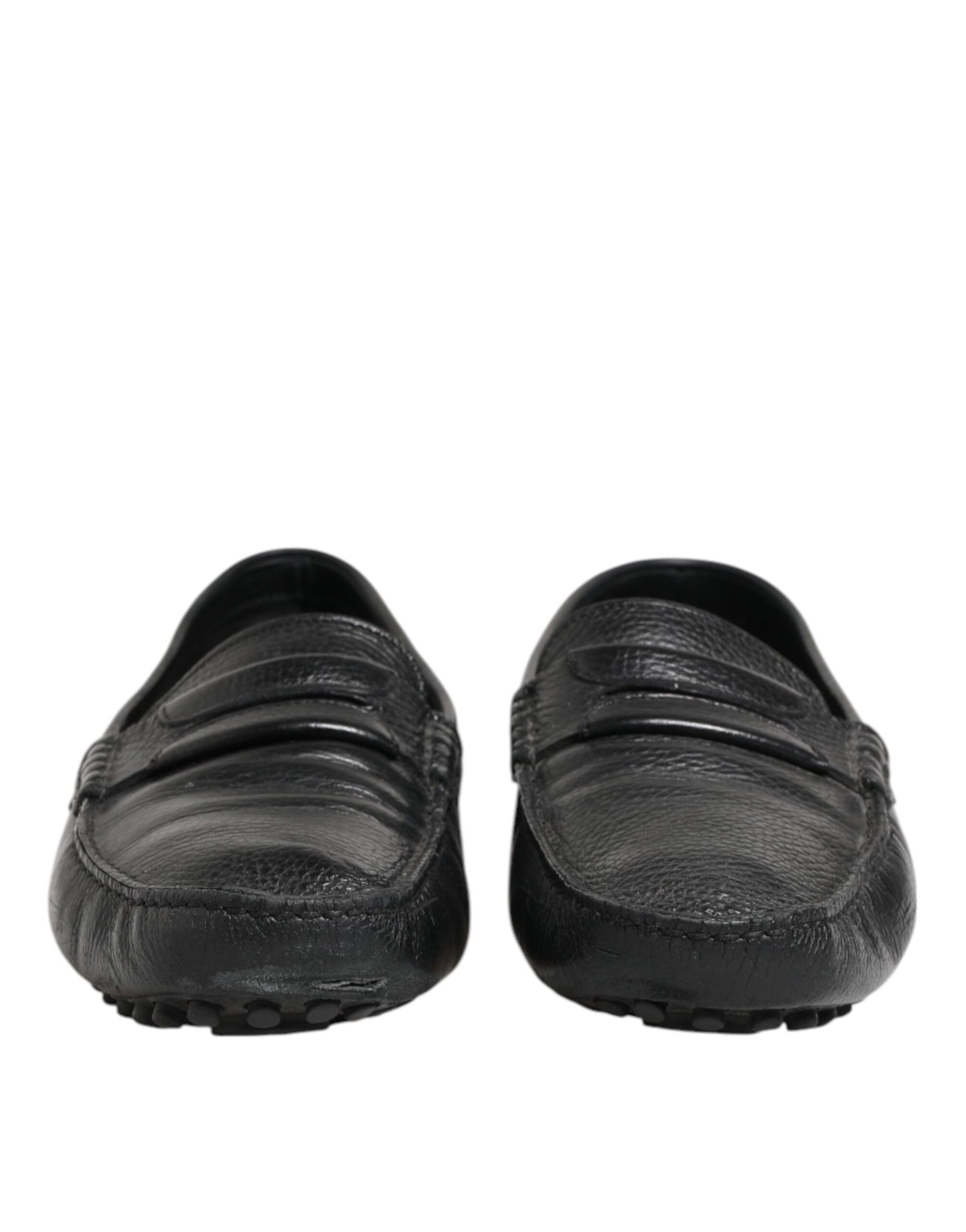 Dolce & Gabbana Black Leather Slip On Mocassin Loafer Shoes
