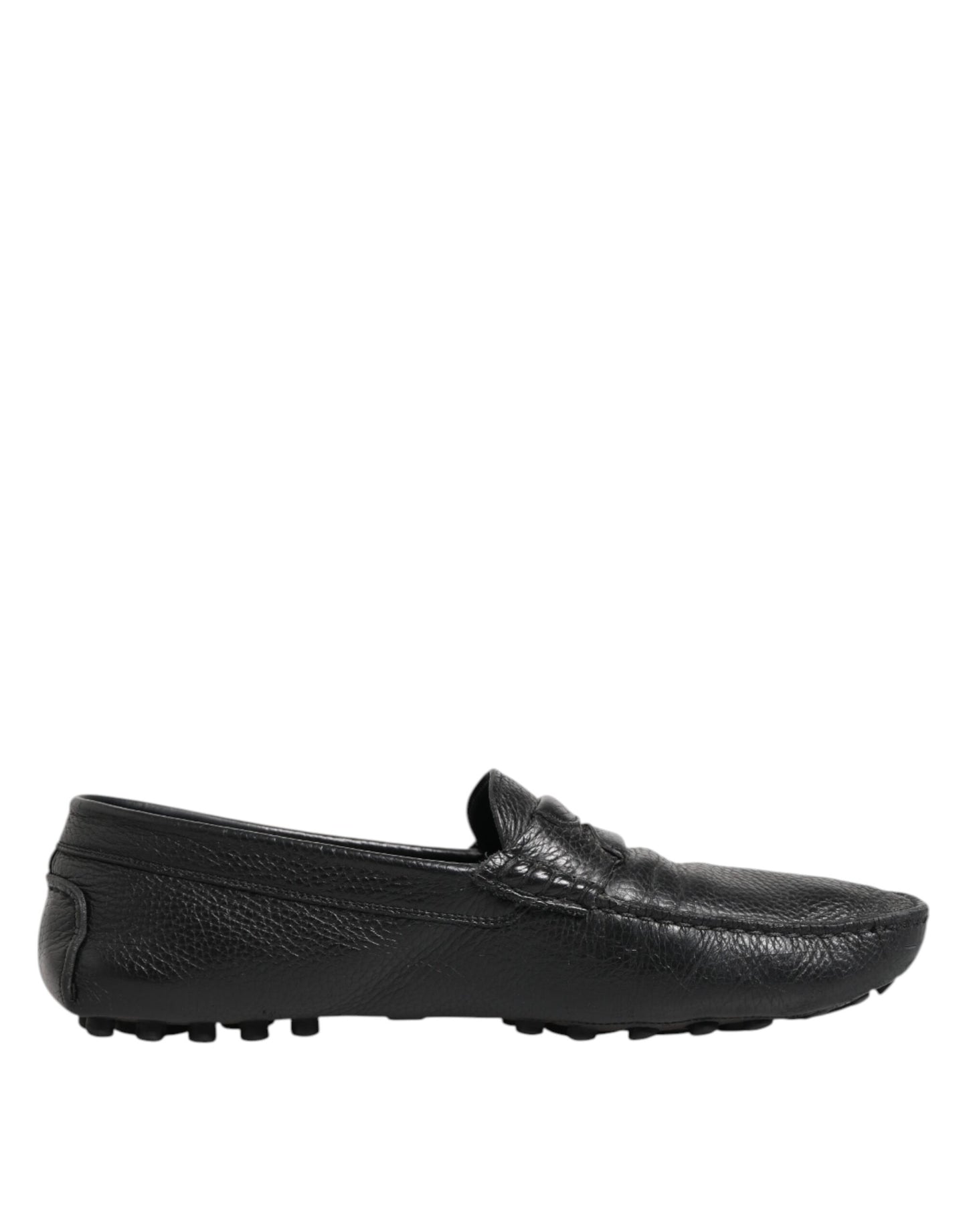 Dolce & Gabbana Black Leather Slip On Mocassin Loafer Shoes