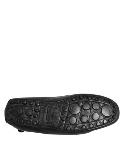 Dolce & Gabbana Black Leather Slip On Mocassin Loafer Shoes
