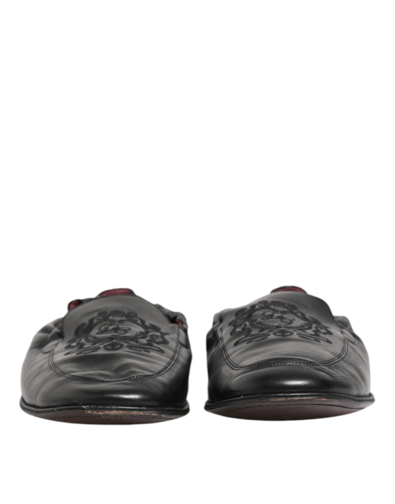 Dolce & Gabbana Black Leather Slip-On Loafers for Men