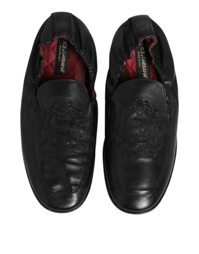 Dolce & Gabbana Black Leather Slip-On Loafers for Men