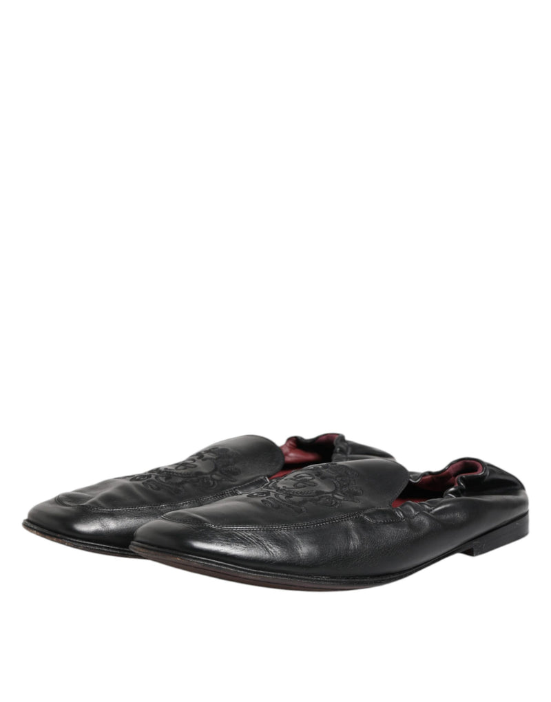 Dolce & Gabbana Black Leather Slip-On Loafers for Men