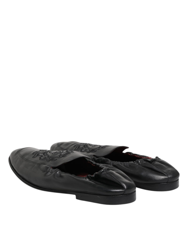 Dolce & Gabbana Black Leather Slip-On Loafers for Men