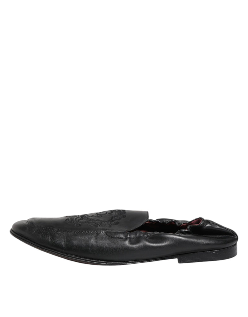 Dolce & Gabbana Black Leather Slip-On Loafers for Men