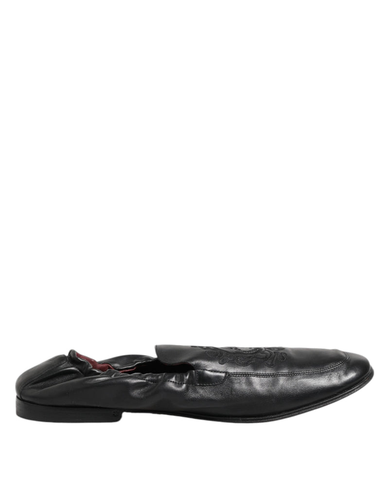 Dolce & Gabbana Black Leather Slip-On Loafers for Men