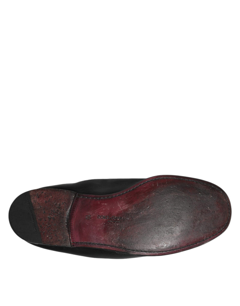 Dolce & Gabbana Black Leather Slip-On Loafers for Men