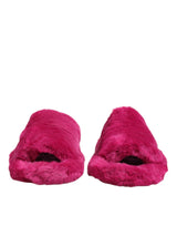Dolce & Gabbana Pink Acrylic Faux Fur Men's Flats Sandals