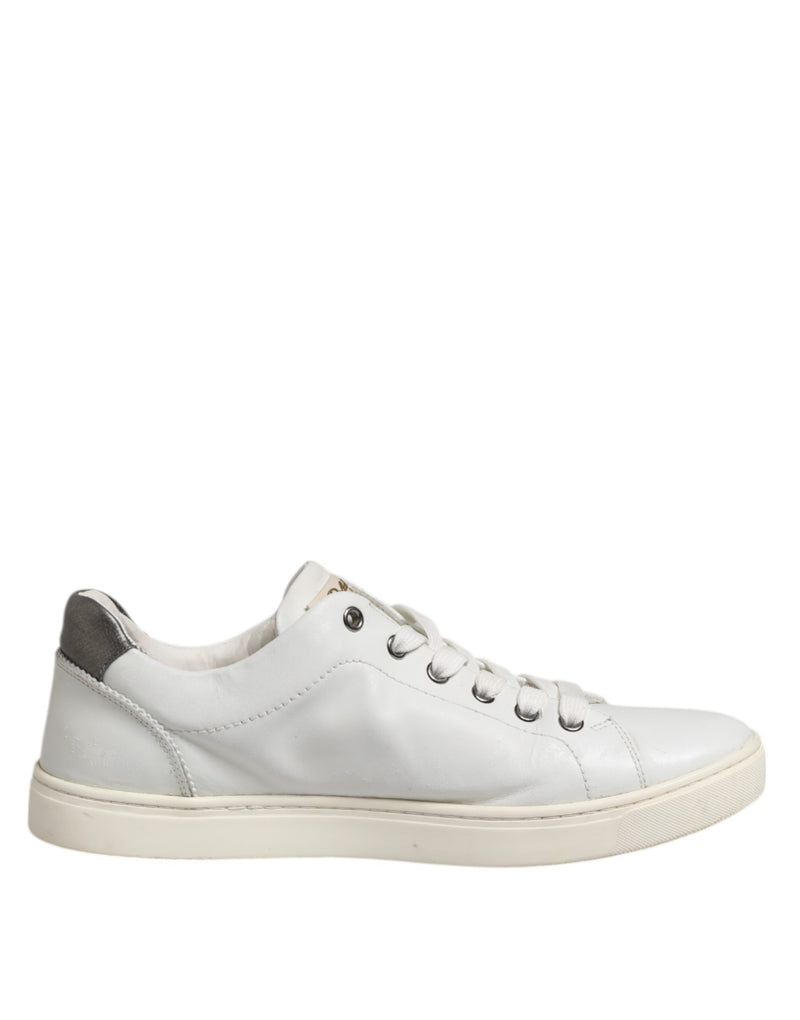 Dolce & Gabbana Portofino White Silver Sacred Heart Sneakers