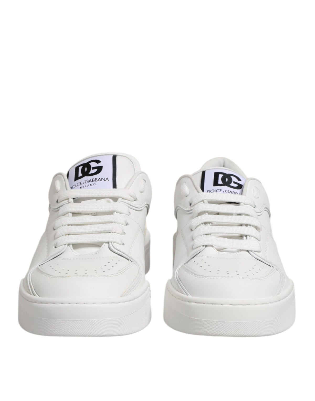 Dolce & Gabbana White Miami Leather Low Top Sneakers