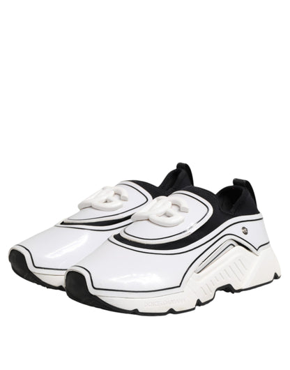 Dolce & Gabbana White Black Logo Plaque Daymaster Men Sneakers Shoes