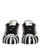 Dolce & Gabbana Black and White Studded Low Top Sneakers
