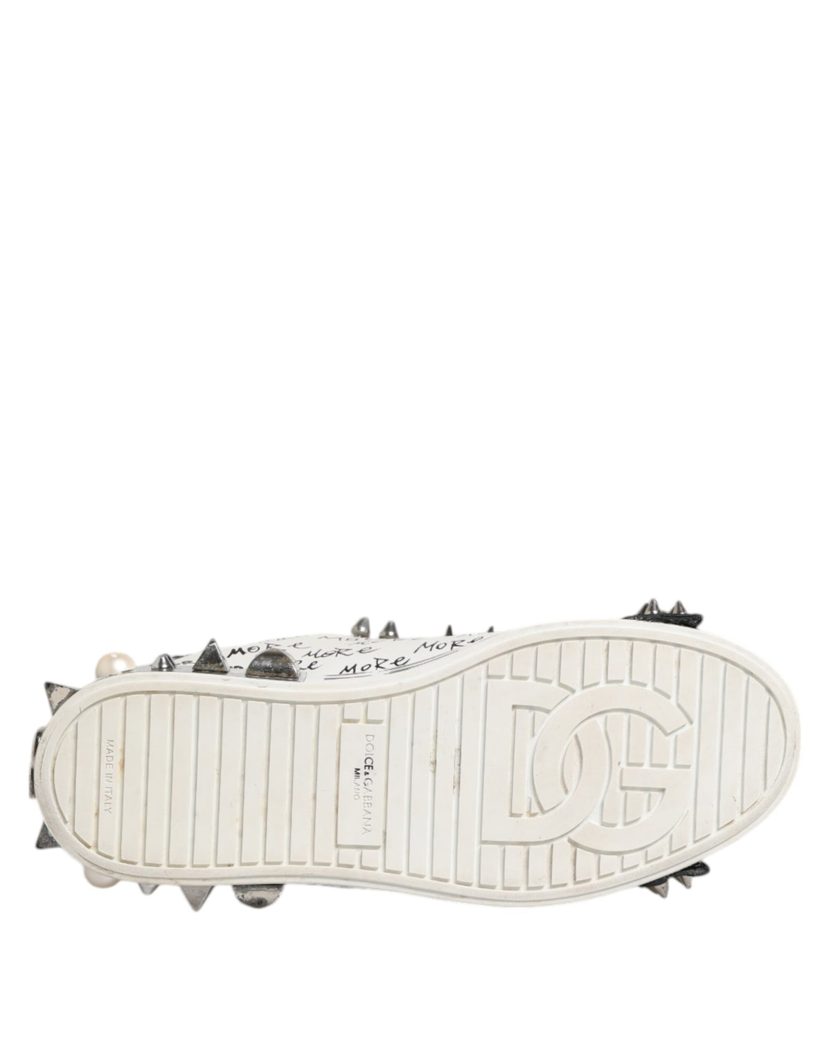 Dolce & Gabbana Black and White Studded Low Top Sneakers