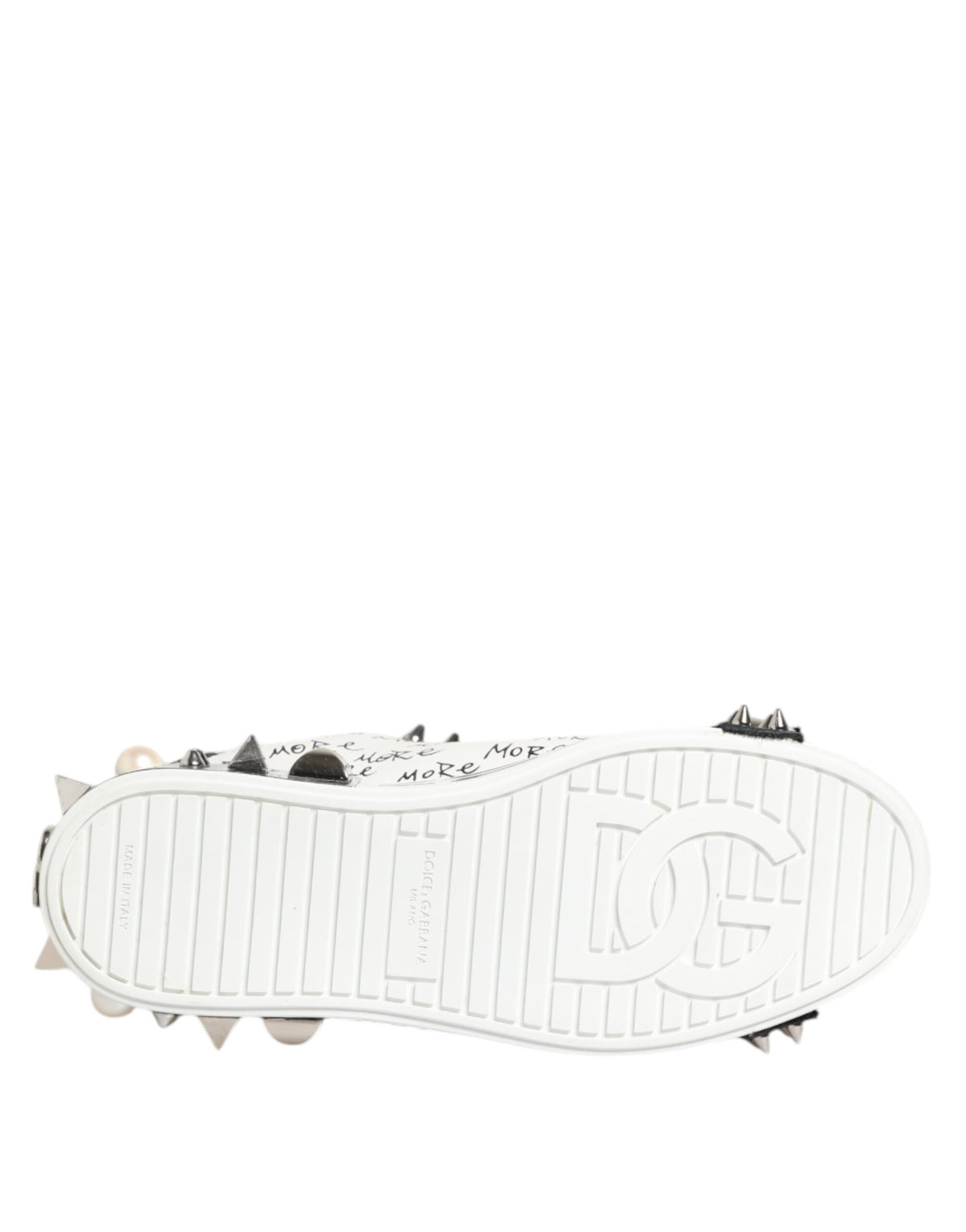 Dolce & Gabbana Black White Studded Low Top Sneakers