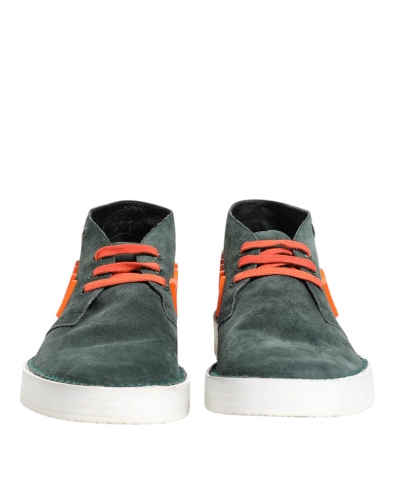 Dolce & Gabbana Derby Sneakers en Suède Verte pour Hommes