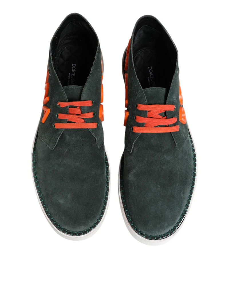 Dolce & Gabbana Derby Sneakers en Suède Verte pour Hommes