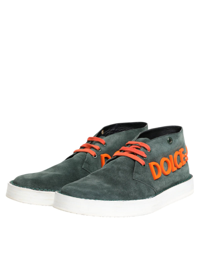 Dolce & Gabbana Derby Sneakers en Suède Verte pour Hommes