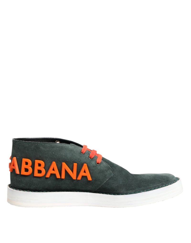 Dolce & Gabbana Derby Sneakers en Suède Verte pour Hommes