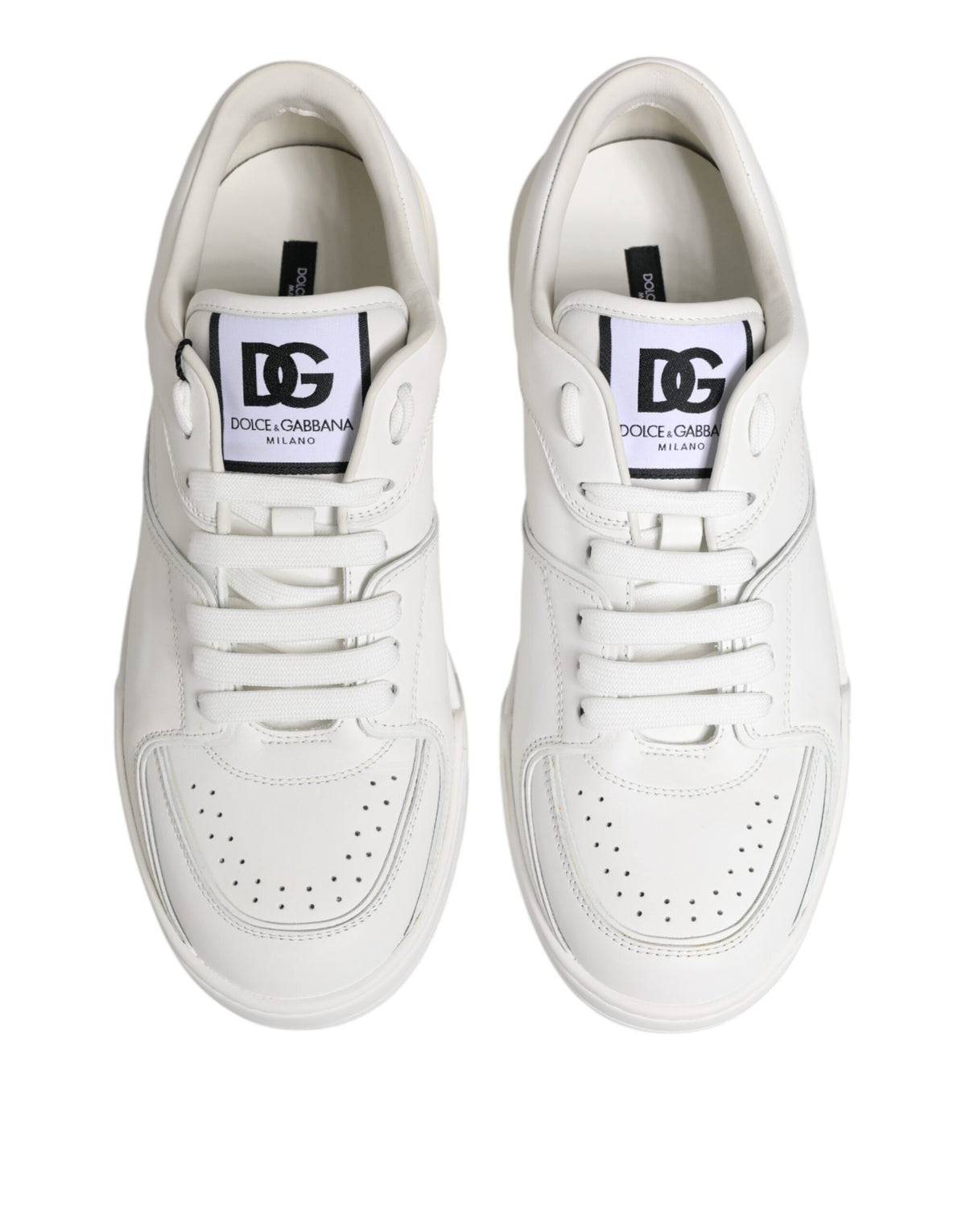 Dolce & Gabbana White Miami Leather Low Top Sneakers
