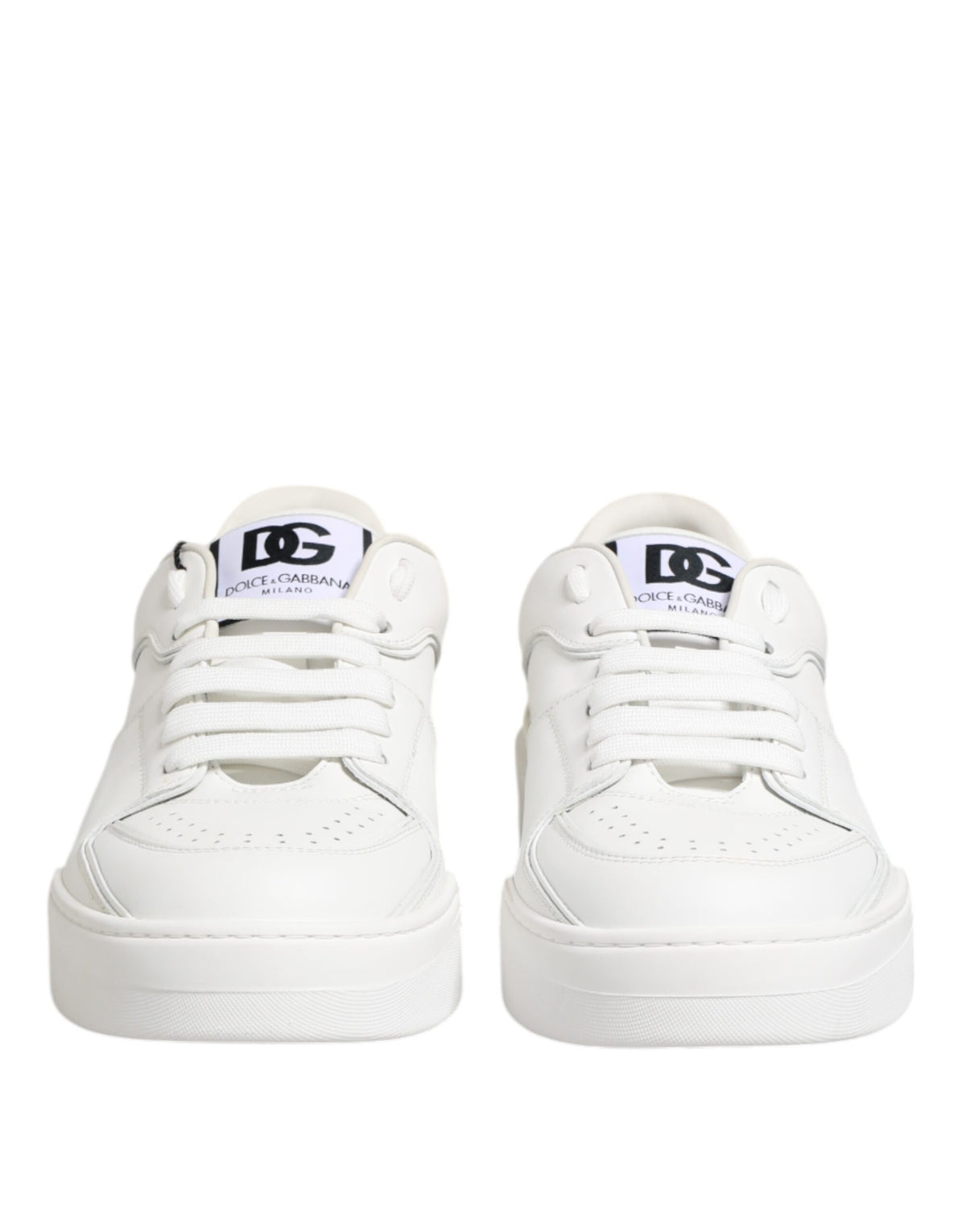 Dolce & Gabbana White Miami Leather Low Top Sneakers