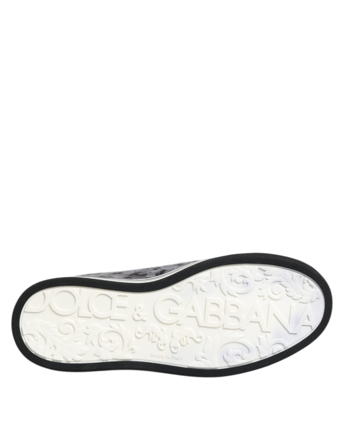 Dolce & Gabbana Gray Leather Leopard Low Top Sneakers