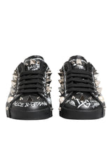 Dolce & Gabbana Black Portofino Stud Embellished Sneakers