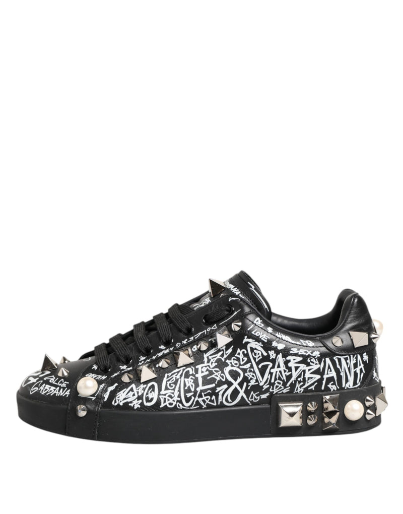 Dolce & Gabbana Black Portofino Stud Embellished Sneakers