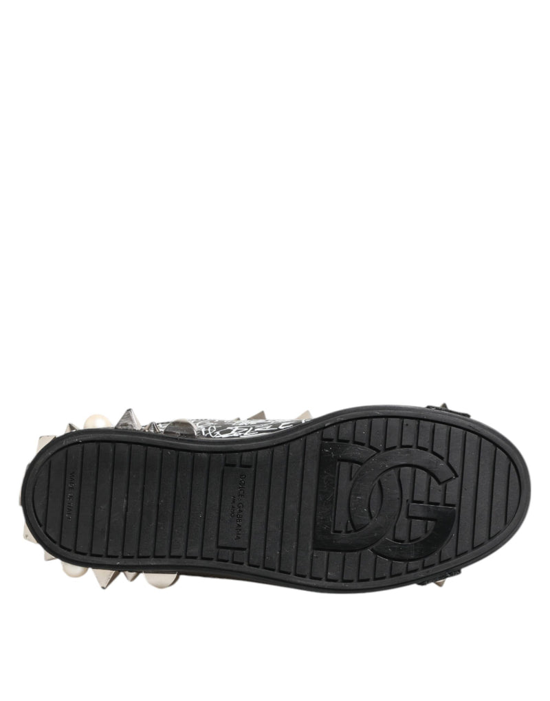 Dolce & Gabbana Black Portofino Stud Embellished Sneakers