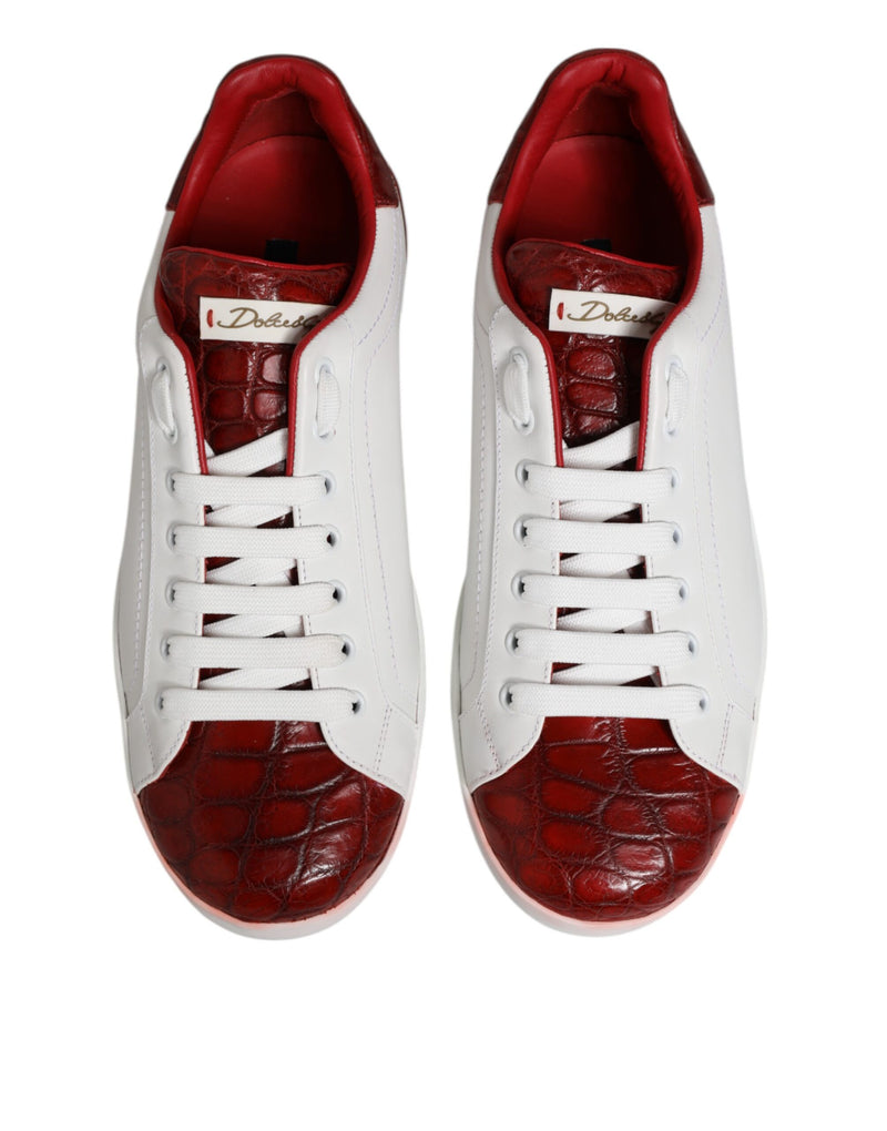 Dolce & Gabbana Sneakers en Cuir Rouge et Blanc