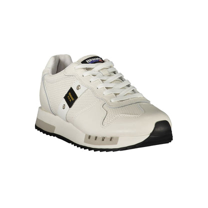 Blauer White Leather Men Sneaker