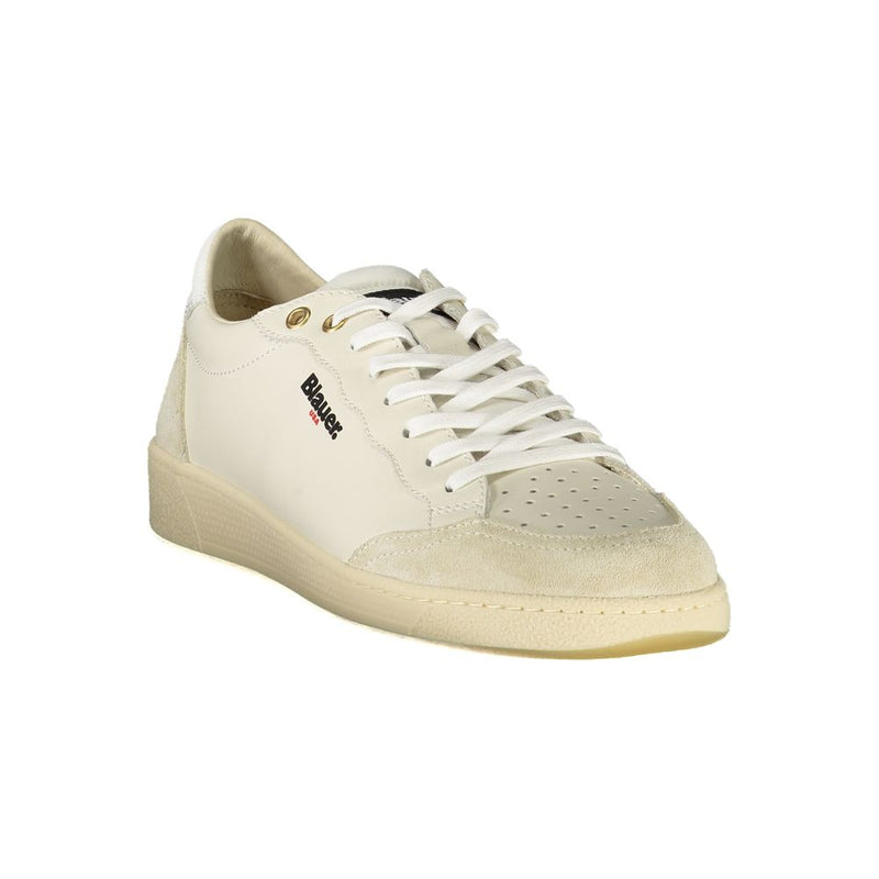 Blauer White Leather Men Sneaker - All-Day Comfort & Style
