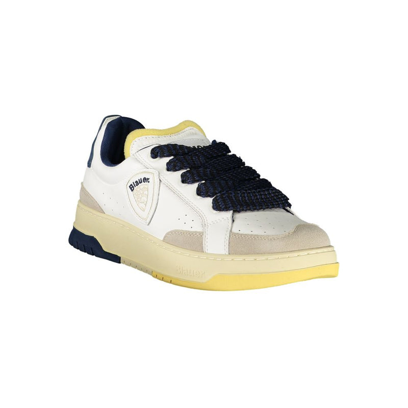 Blauer White Leather Men Sneaker - Comfort and Style Combined