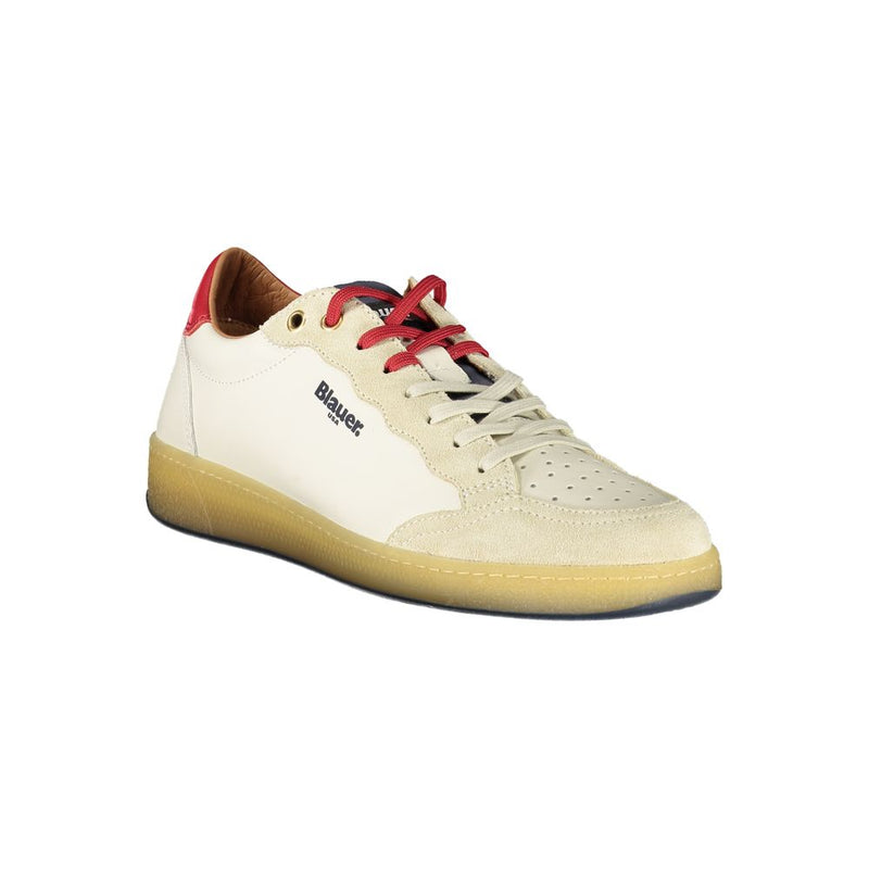 Blauer White Leather Men Sneaker - Stylish Athletic Footwear