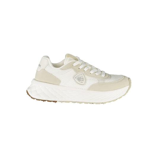 Blauer Chaussure de sport blanche en polyester pour femme