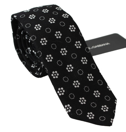 Cravate classique noire Dolce & Gabbana 100 % soie à imprimé floral