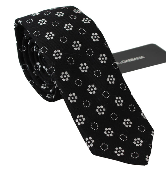 Cravate classique noire Dolce & Gabbana 100 % soie à imprimé floral