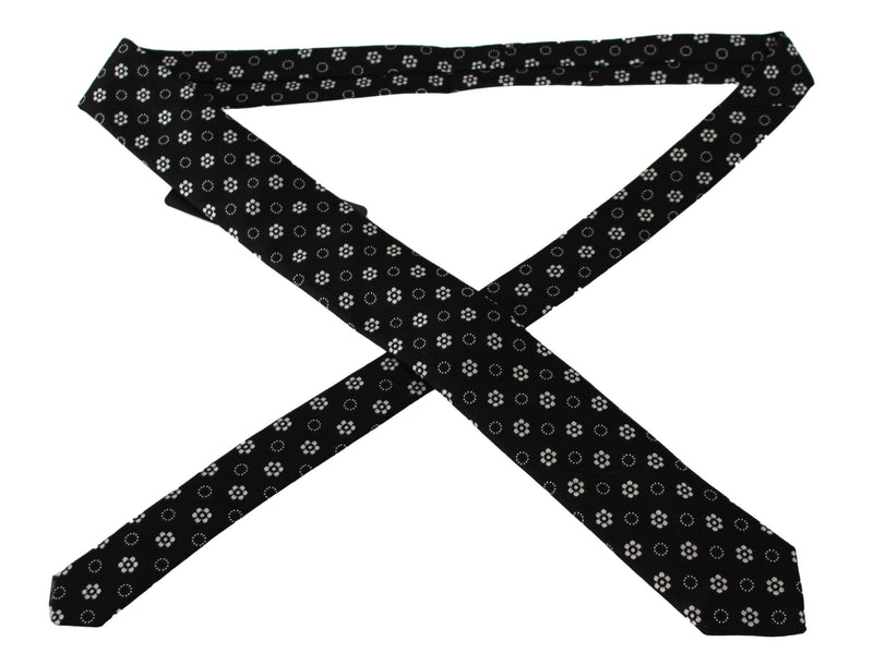 Dolce & Gabbana Black 100% Silk Floral Print Print Classic Tie