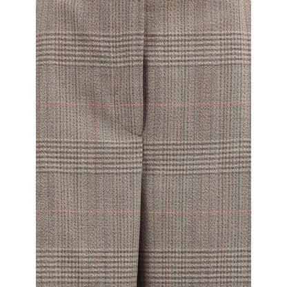 Rohe broek met brede pijpen in het Schotse ruitenpatroon (Prince of Wales)