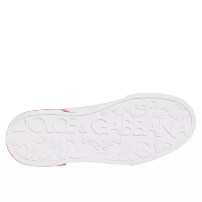 Dolce & Gabbana Witte Rode Portofino Lage Sneakers