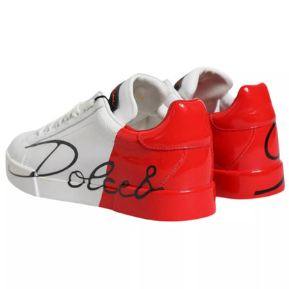 Dolce & Gabbana Witte Rode Portofino Lage Sneakers