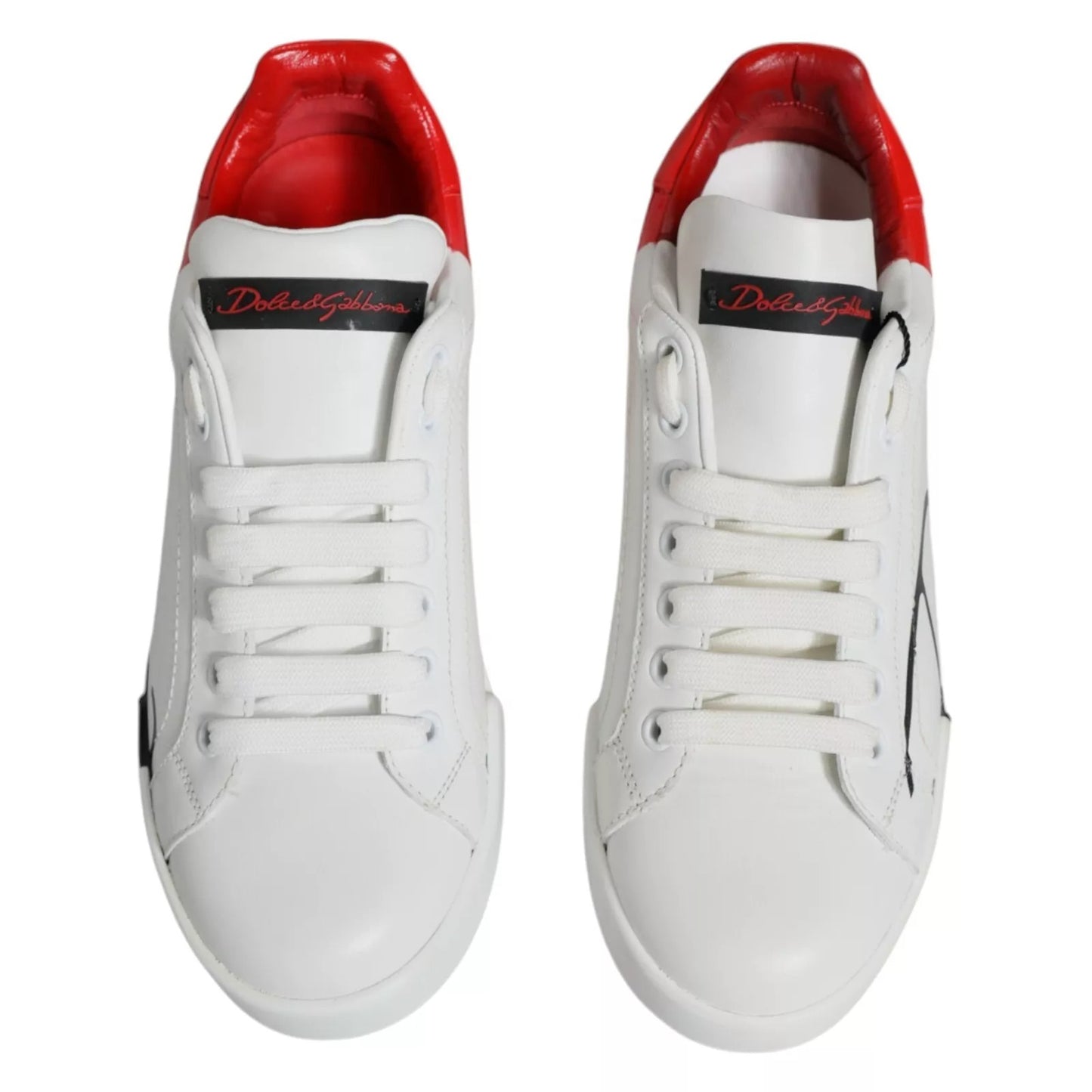 Dolce & Gabbana Witte Rode Portofino Lage Sneakers