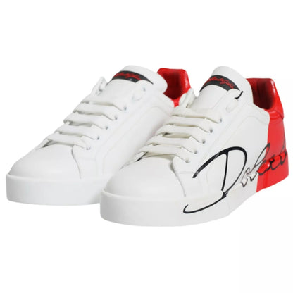 Dolce & Gabbana Witte Rode Portofino Lage Sneakers