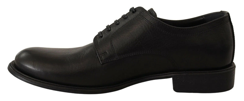 Dolce & Gabbana Black Lace Up Leather Derby Shoes for Men