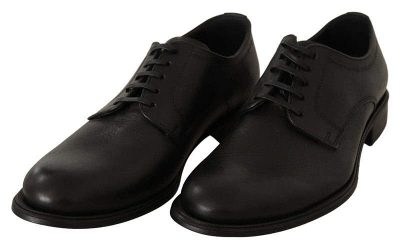 Dolce & Gabbana Black Lace Up Leather Derby Shoes for Men