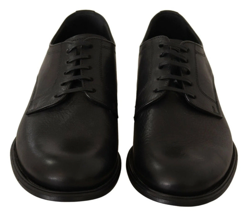 Dolce & Gabbana Black Lace Up Leather Derby Shoes for Men