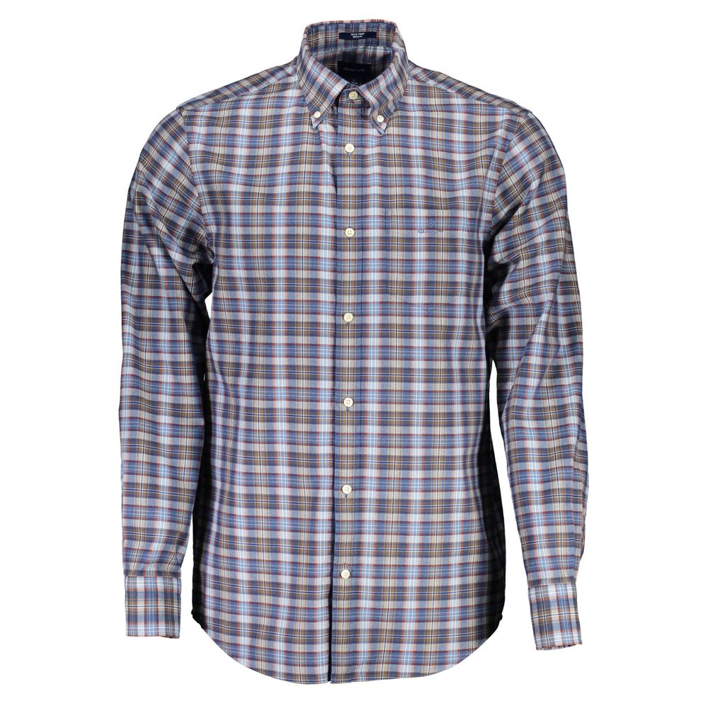 Gant Blue Cotton Shirt - Regular Fit with Button-Down Collar