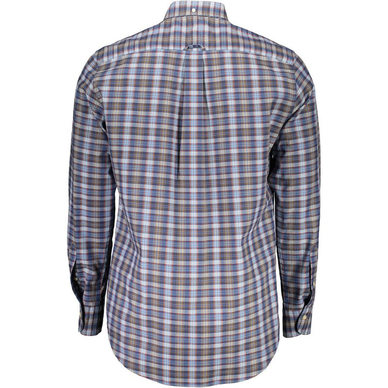 Gant Blue Cotton Shirt - Regular Fit with Button-Down Collar